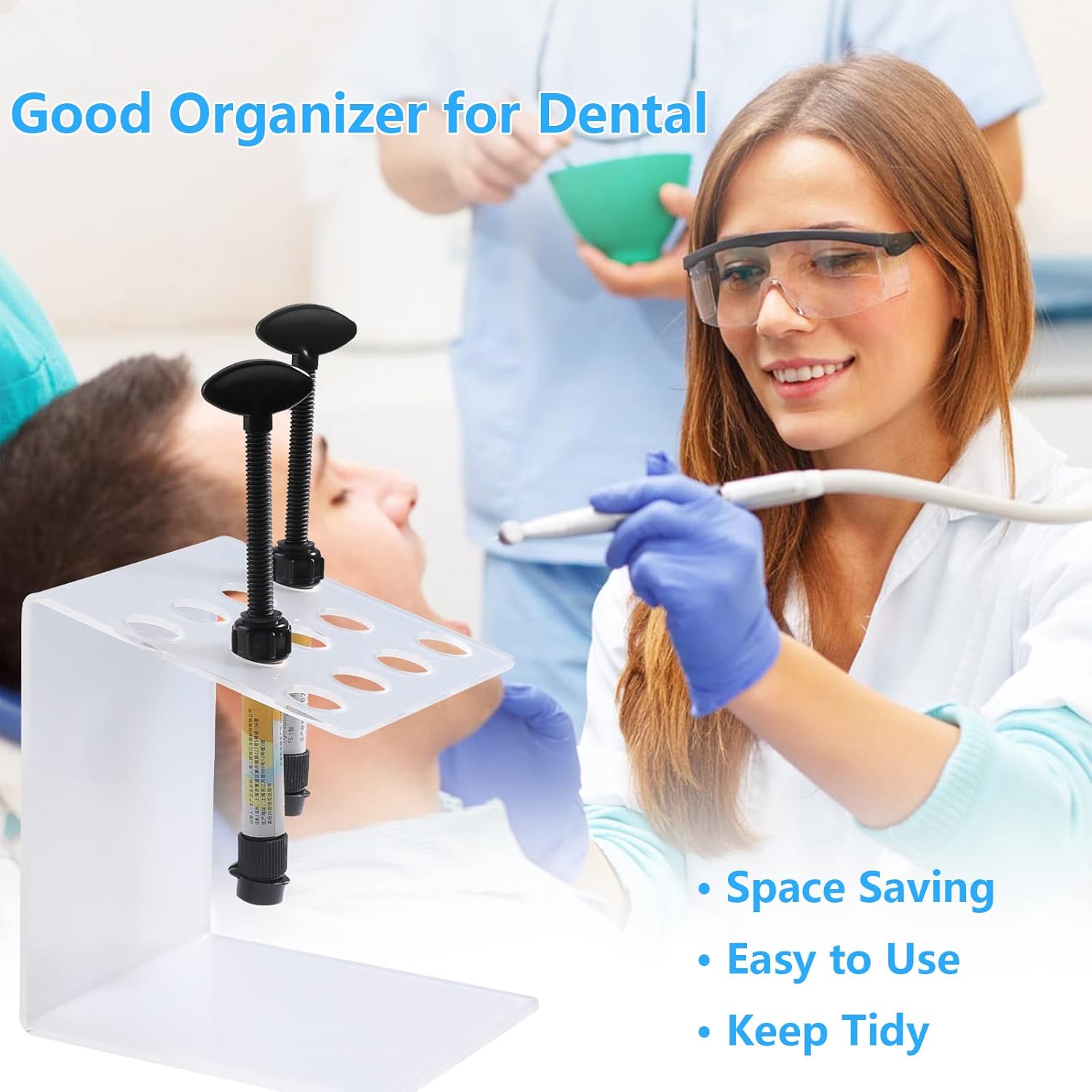 ANNWAH Dental Composite Syringe Organizer, Multi-Function Dental Syringe Holder, Resin Adhesive Applicators Organizer, Acrylic Case for Medical Composite Resin Adhesive Syringes, Resin Placement Rack