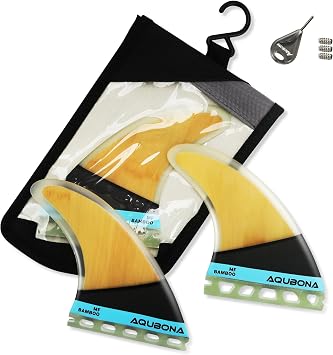 Bamboo Thruster Fin Sets Large MF Fiberglass Performance Surfboard Fins Single Tab or Twin Tab Compatible with Fin Bag Key Screws