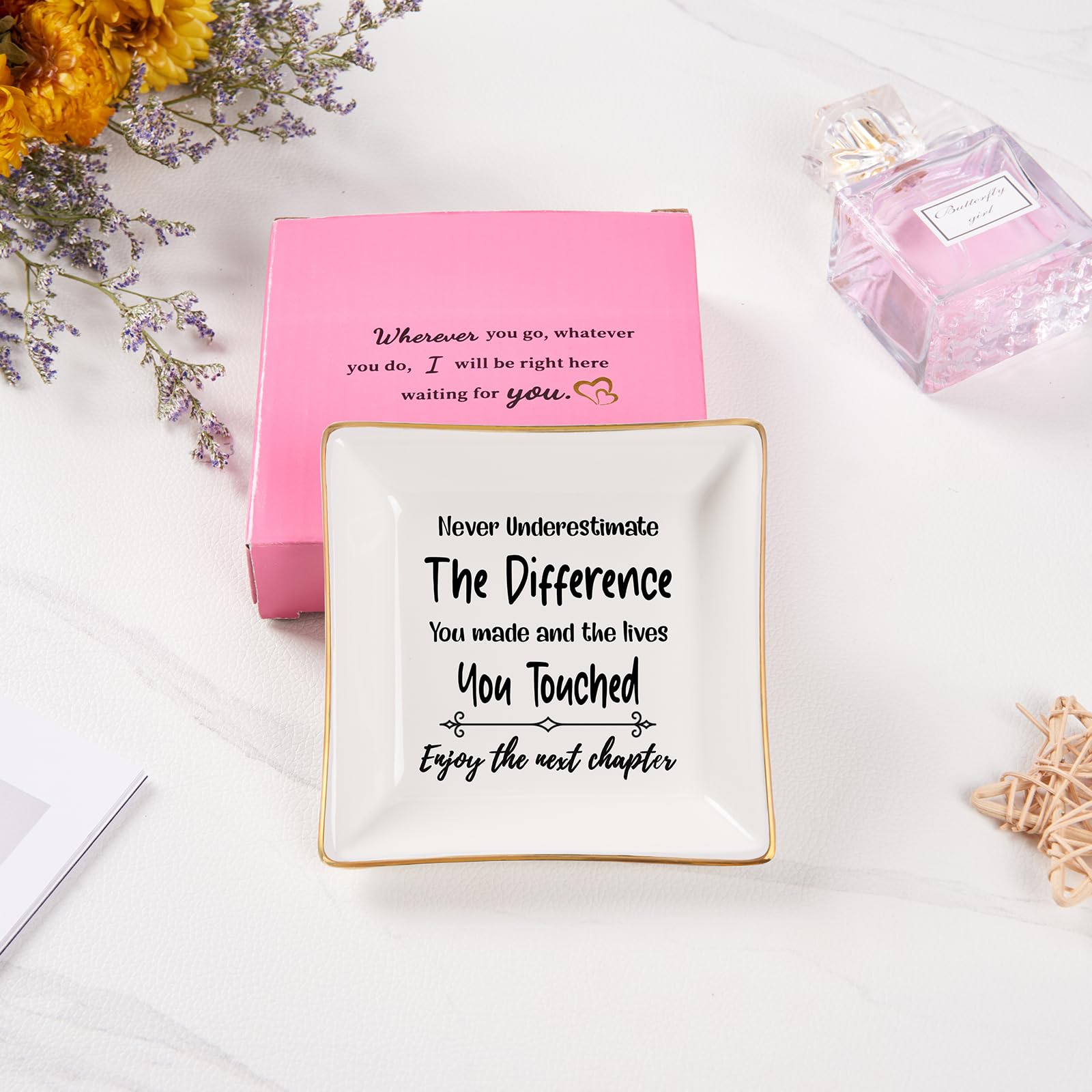 Spegiffu Retirement Gifts for Women Coworker Leaving Gifts Going Away Gift Retirement Gift Jewelry Dish for Friends Retired Teachers Nurses Doctor Boss Goodbye Farewell Gifts for Coworkers New Job