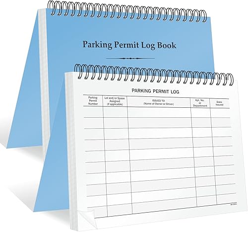 SmartSign Libro de registro de permiso de estacionamiento pequeño - 7 x 8.5 pulgadas, diario de registro encuadernado con alambre, páginas impresas