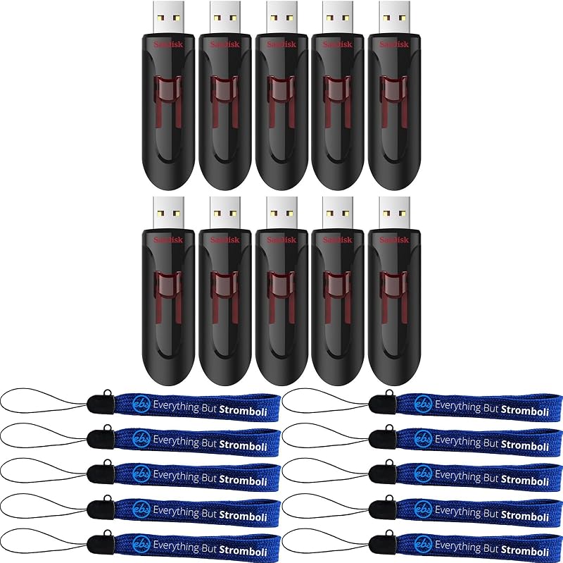 SanDisk Unidad flash USB 3.0 Glide de 256 GB (paquete de 10) (SDCZ600-256G-B35) Paquete con (10) cordones Everything But Stromboli | (SDCZ600-256G-B35) Paquete con (10) cordones Todo menos Stromboli