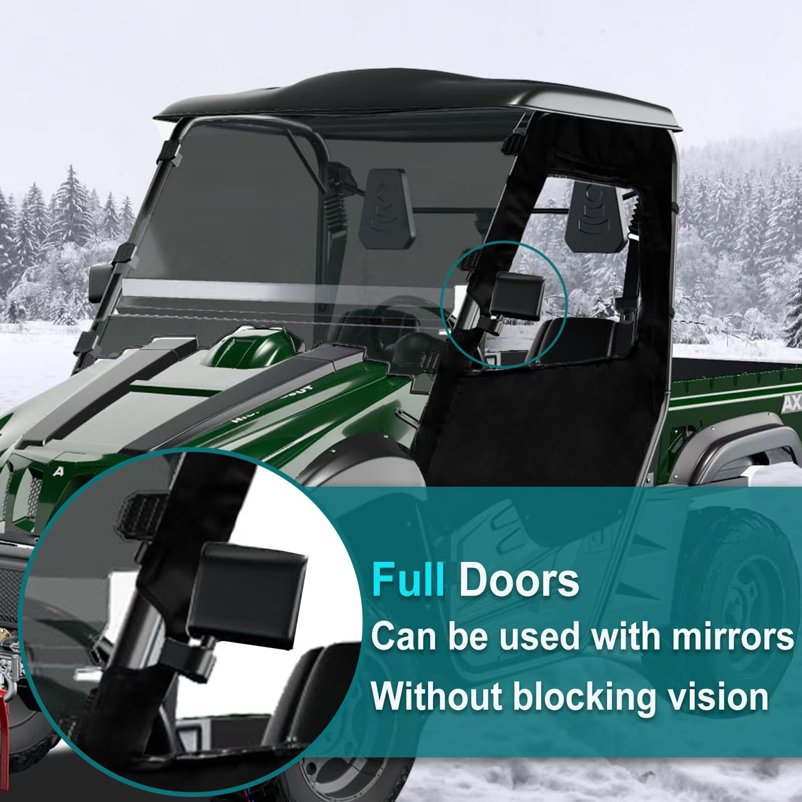 Soft Cab Enclosure Side Doors For Hisun/Axis/Coleman UTVs - Waterproof With Zipper Windows