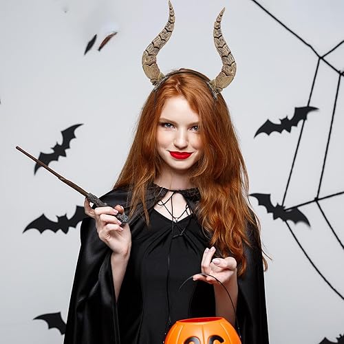 Miniatura 9 de NUOBESTY Diadema de cuerno de simulación de animales de Halloween, Halloween, cuerno de demonio, para Halloween, cosplay, accesorios para el cabello