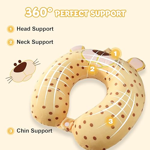 Vista 69 de Almohada de viaje para niños y adultos, bonita almohada para el cuello para viajar, almohada de espuma viscoelástica para avión, almohada para Azul