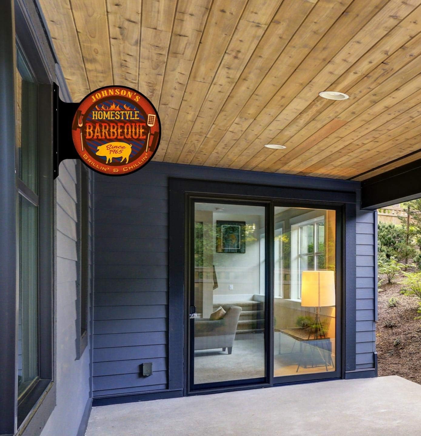 Backyard BBQ Customized Double Sided Garage Flange Sign