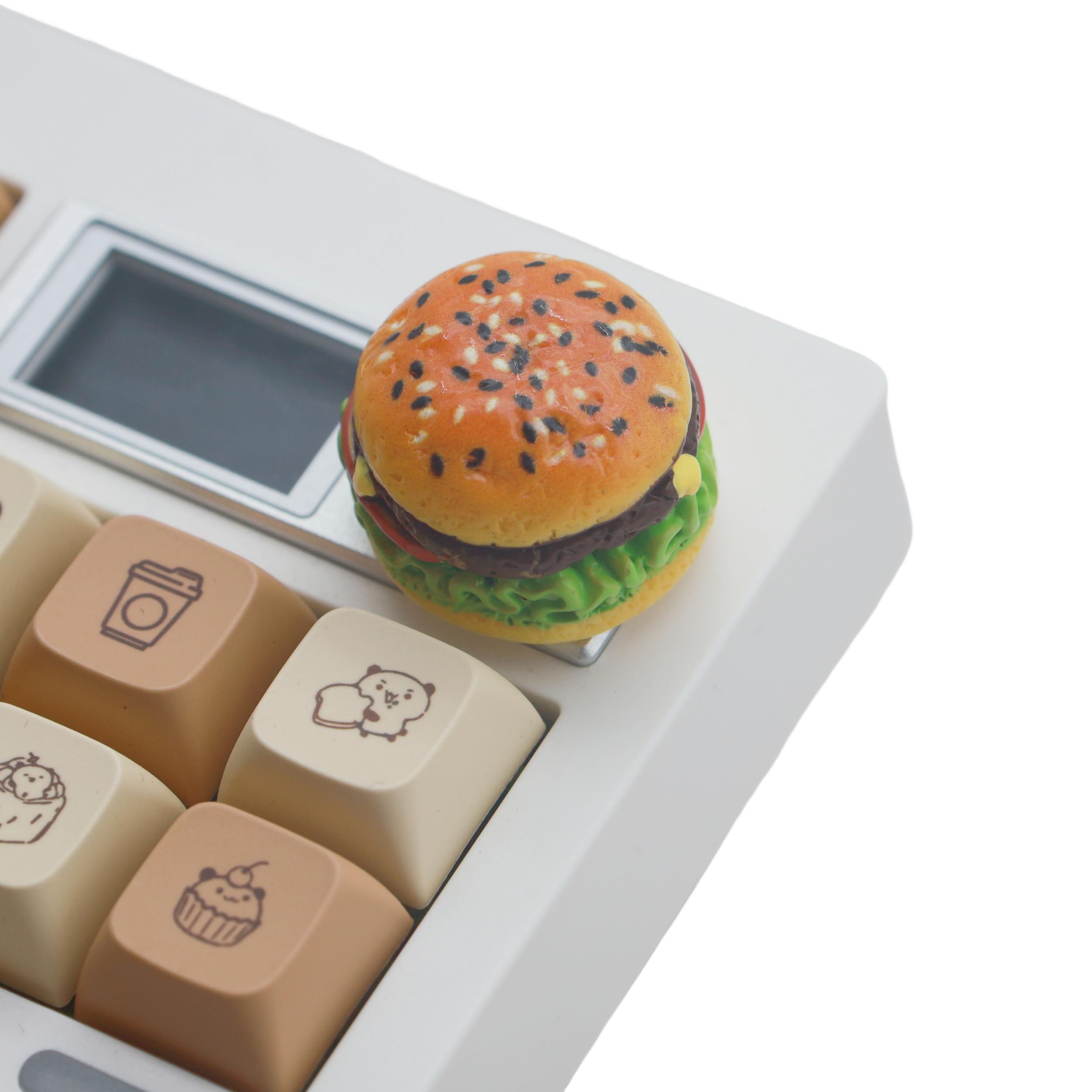Cmokifuly Rotary Knob for Gaming Mechanical Keyboard,Cute 3D Hamburger Custom Knob,Handmade Resin Rotary Knob Suitable for GMK67/GMK87/GMK104/L98/F99