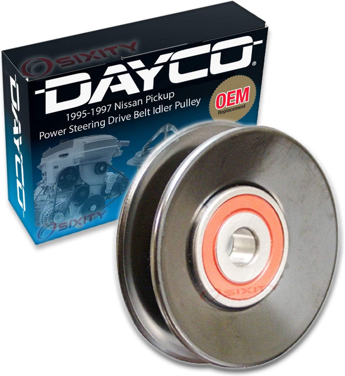 Dayco Power Steering Drive Belt Idler Pulley compatible with Nissan Pickup 2.4L L4 1995-1997