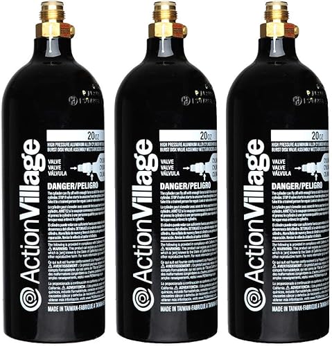 Action Village Tanque de paintball de CO2 de 20 oz - Aluminio negro