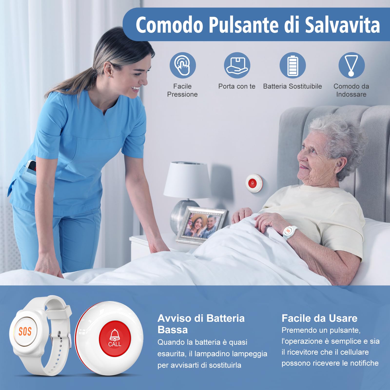 ChunHee Pulsante di chiamata di emergenza per anziani Tuya WiFi Smart Senior Sistema di allarme di emergenza