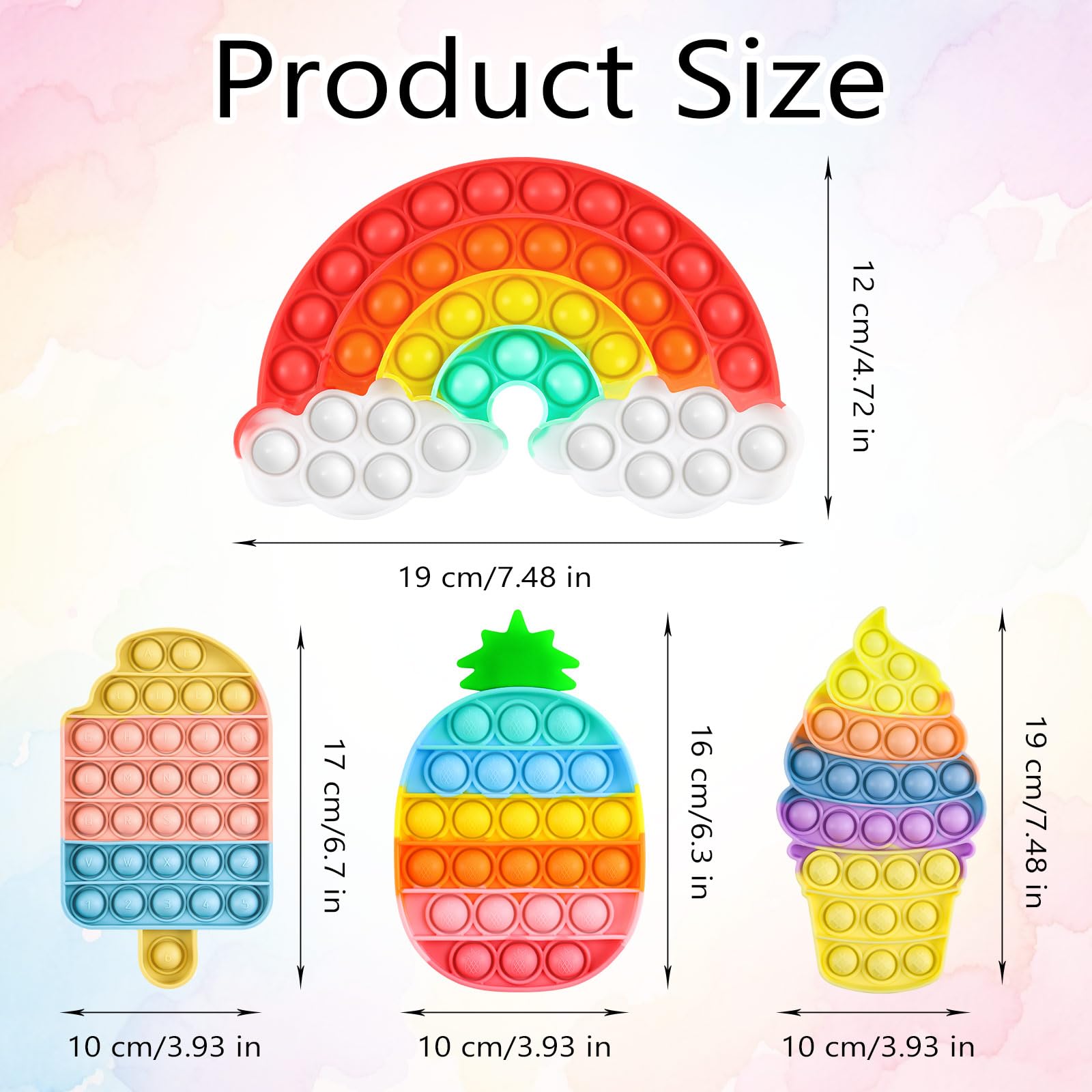 4 giocattoli sensoriali per bambini piccoli giocattoli sensoriali in silicone per spremere bolle arcobaleno sollievo dall'ansia giocattolo antistress per bambini e adulti regalo