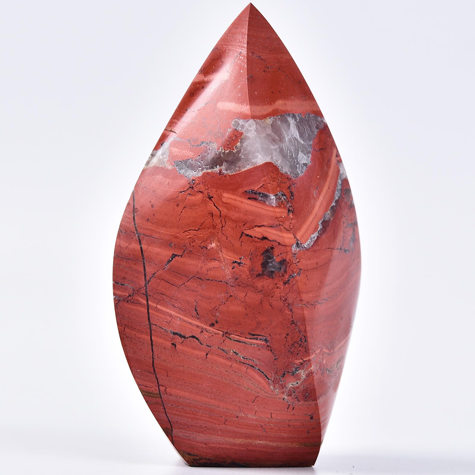 JIC Gem Red Jasper Large Crystals Natural Healing Crystal Point Obelisk Tower Spiral 4 Sides Energy Gemstone Decoration Gifts 1.1-1.7 Lbs