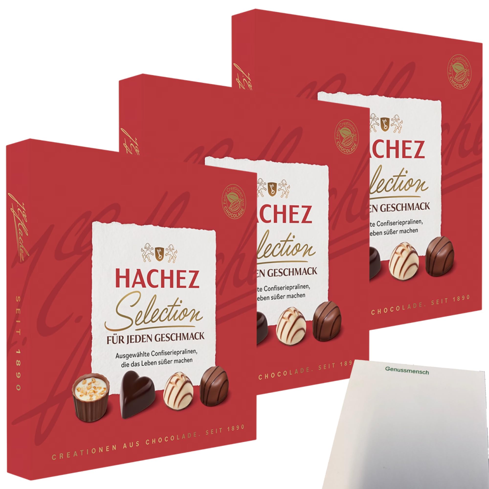 usy Bundle für Hachez Schokolade Pralinenmischung Exquisite 3er Pack (3x200g Packung) + usy Block