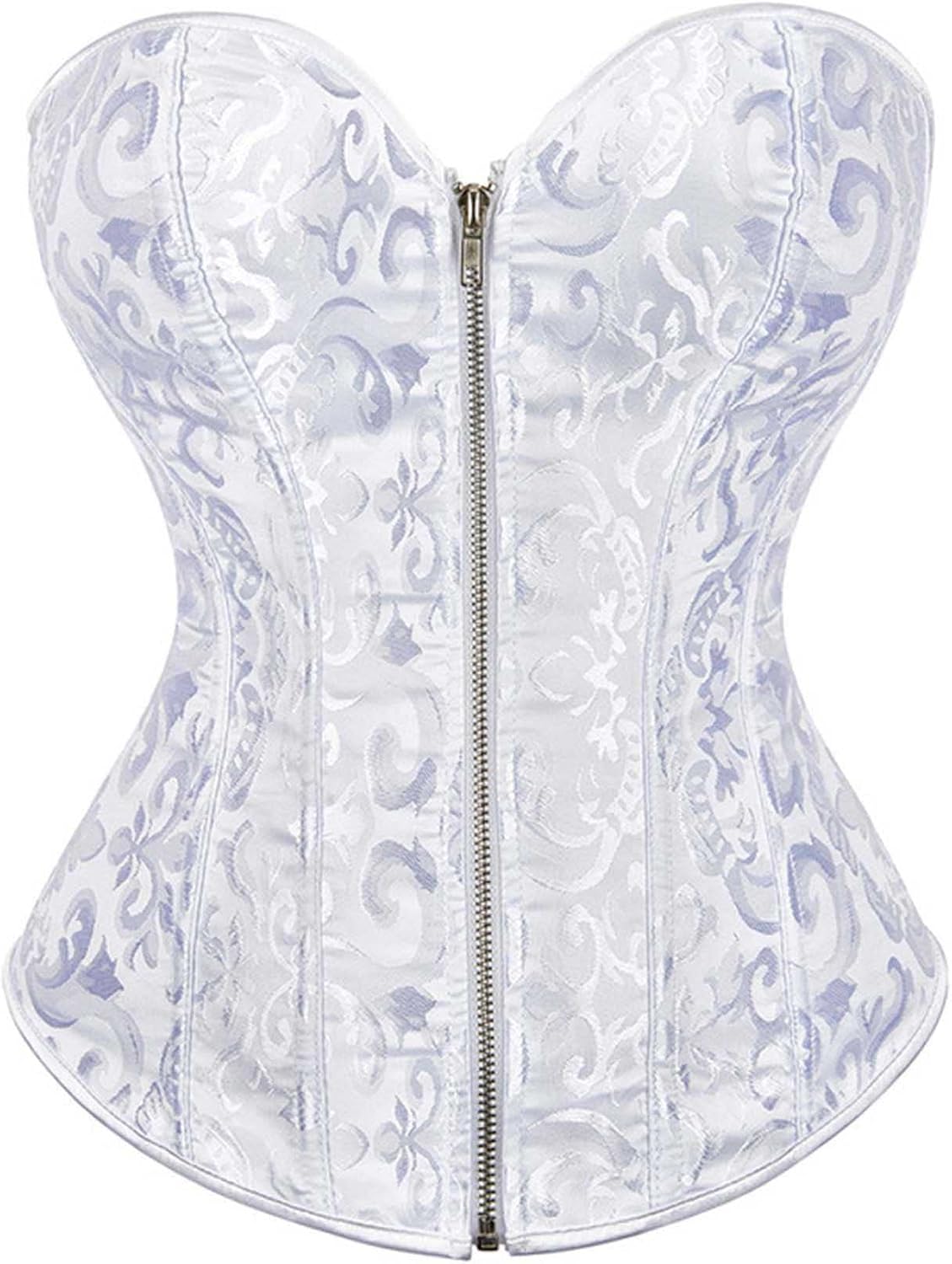 Moessa Women's Lace Up Boned Overbust Corset Bustier Lingerie Bodyshaper Top