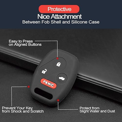 Miniatura 4 de INFIPAR 2 piezas compatibles con Honda Remote Head 4 Botones de Silicona Negro FOB Funda protectora de llave sin llave Soporte remoto para Honda