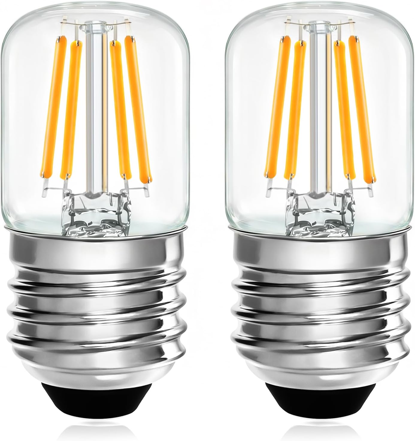 40W Appliance Light Bulb 4W Low Wattage Night Light Bulbs Small Lamp E26 LED Bulb 2700k Warm White Glass Refrigerator Light Bulb120V 300LM Compatible with Whirlpool Frigidaire GE Replacement 2 Pack
