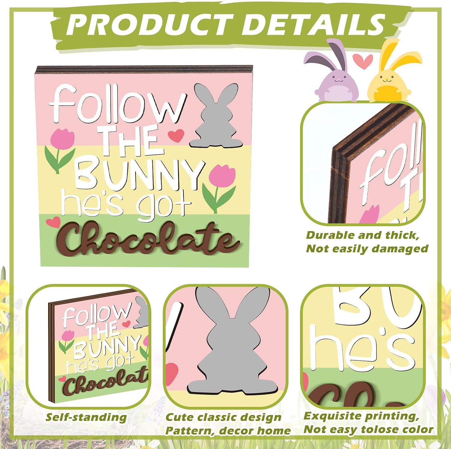 Amyhill 12 Pcs Easter Tiered Tray Decor Farmhouse Spring Tiered Tray Decorations Mini Bunny Rabbit Egg Carrot Wooden Signs Rustic Pastel Easter Decorations for Home Kitchen Dining Table Coffee Bar