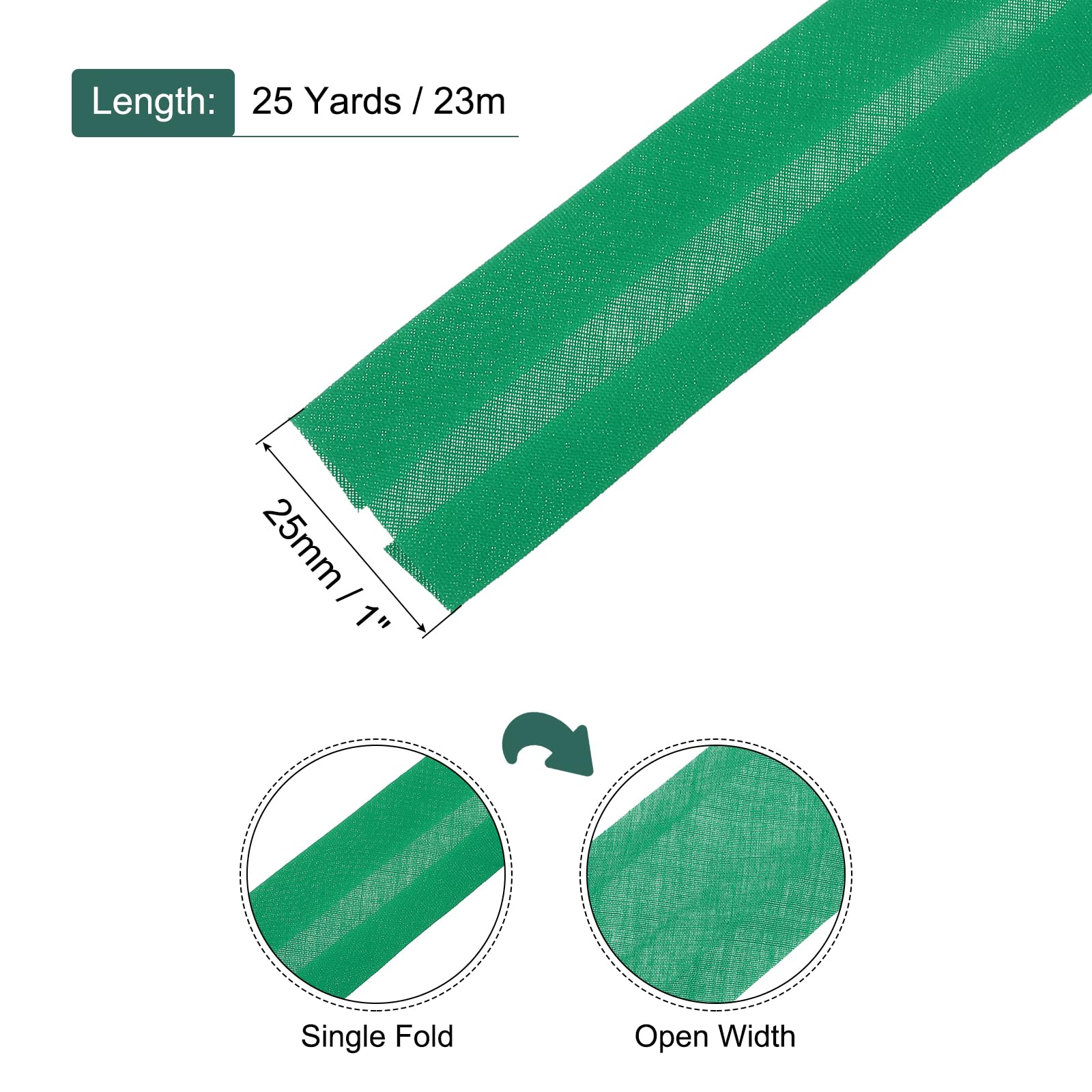 sourcing map 1 Inch Single Fold Bias Tape Polyester Continuous Bulk Bias Tape for Sewing,Seaming Quilting Hemming Binding Crafts (Cyan 25 Yards) - Image 2