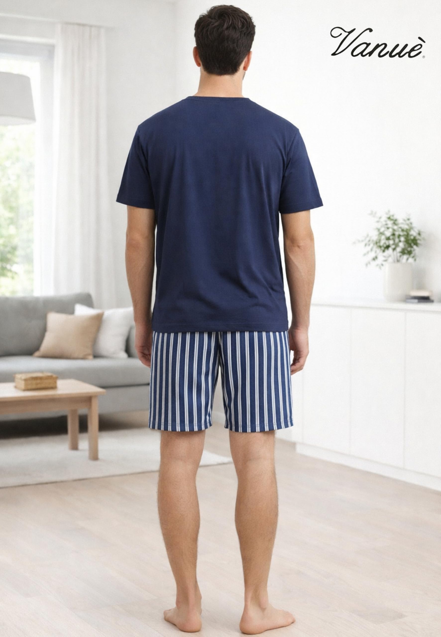 Intimitaly Vanuè - Pigiama Corto Uomo Estivo, Cotone Leggero, Maglia e Pantalone, Comfort-Fit, Traspirante - 3