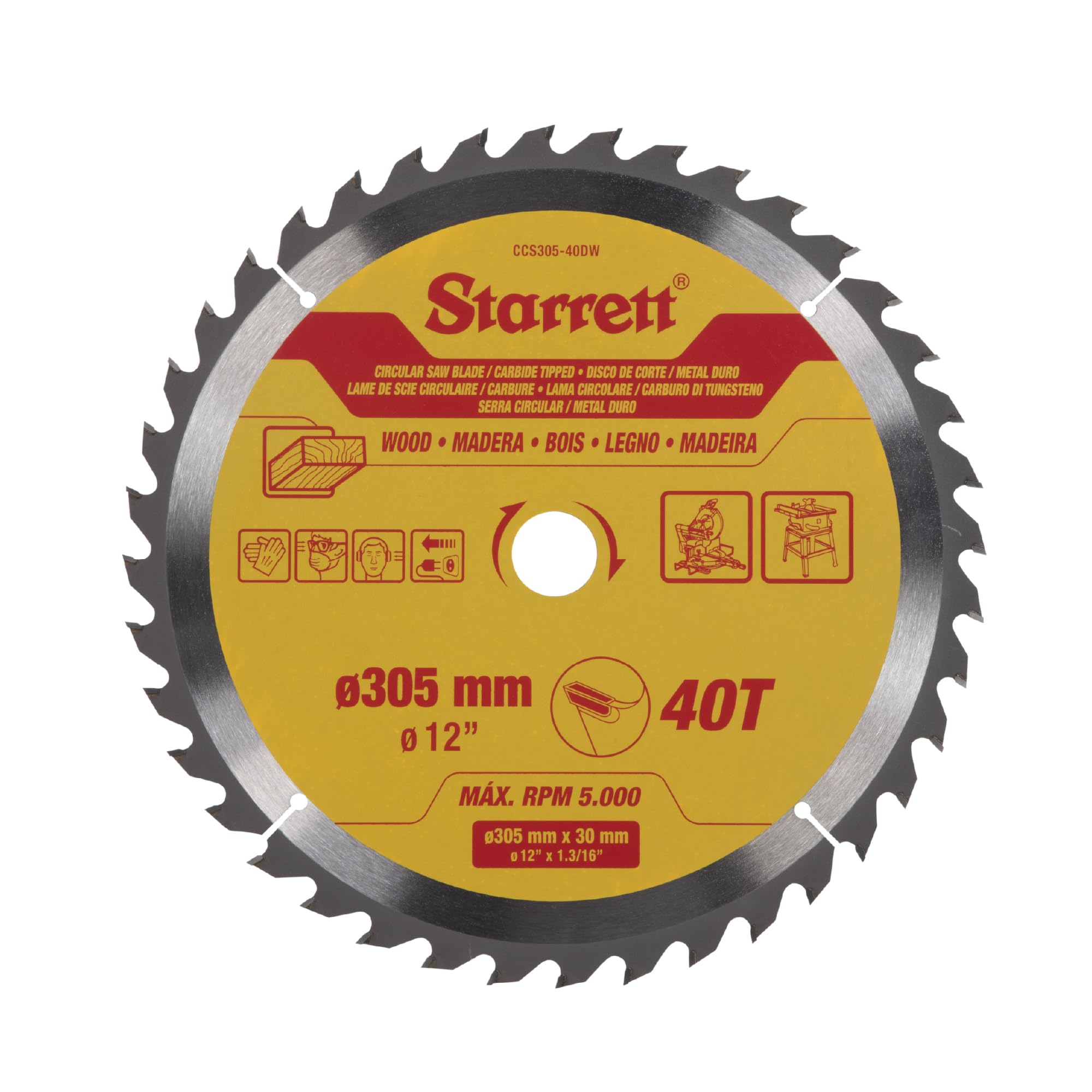 Lame de scie circulaire TCT Starrett 305 mm pour coupe du bois