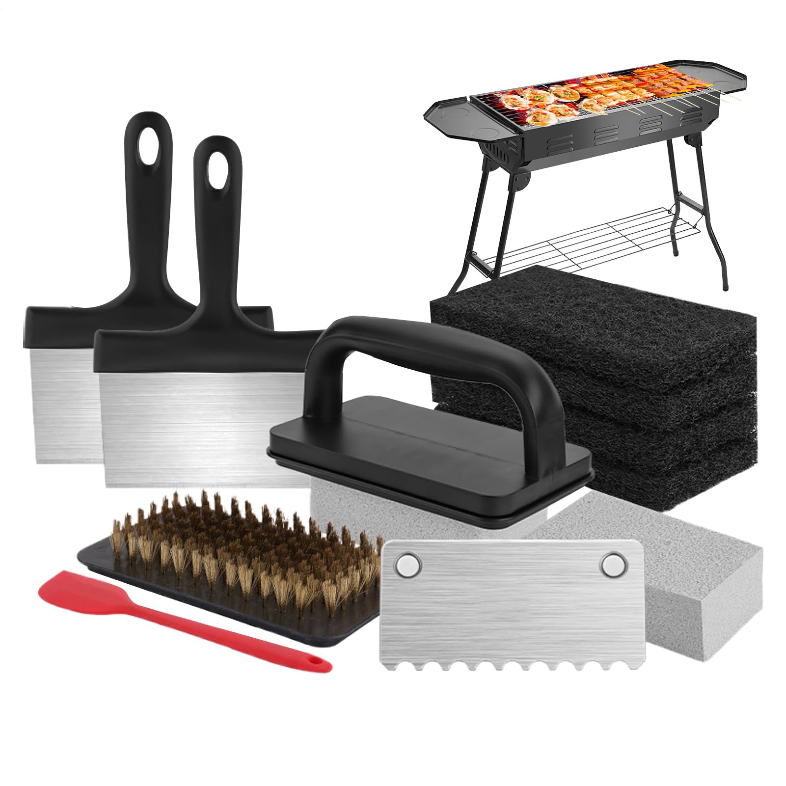Almohadillas Limpiadoras Para Planchas Almohadillas de Limpieza para | Estropajo Ergonómico Multifuncional Resistente Al Calor Para Pala, Rejilla Y Utensilios De Cocina Para La Playa