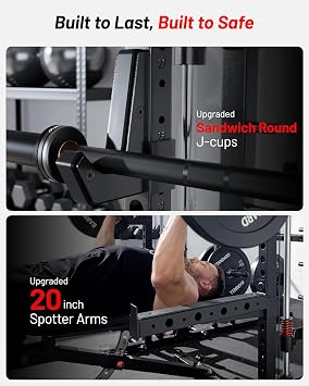 Mikolo M4 2.0 Standard/Ultra/Elite Smith Machine, 2200lbs Squat Rack with LAT-Pull Down System & Cable Crossover Machine, Training Equipment with Leg Hold-Down Attachment