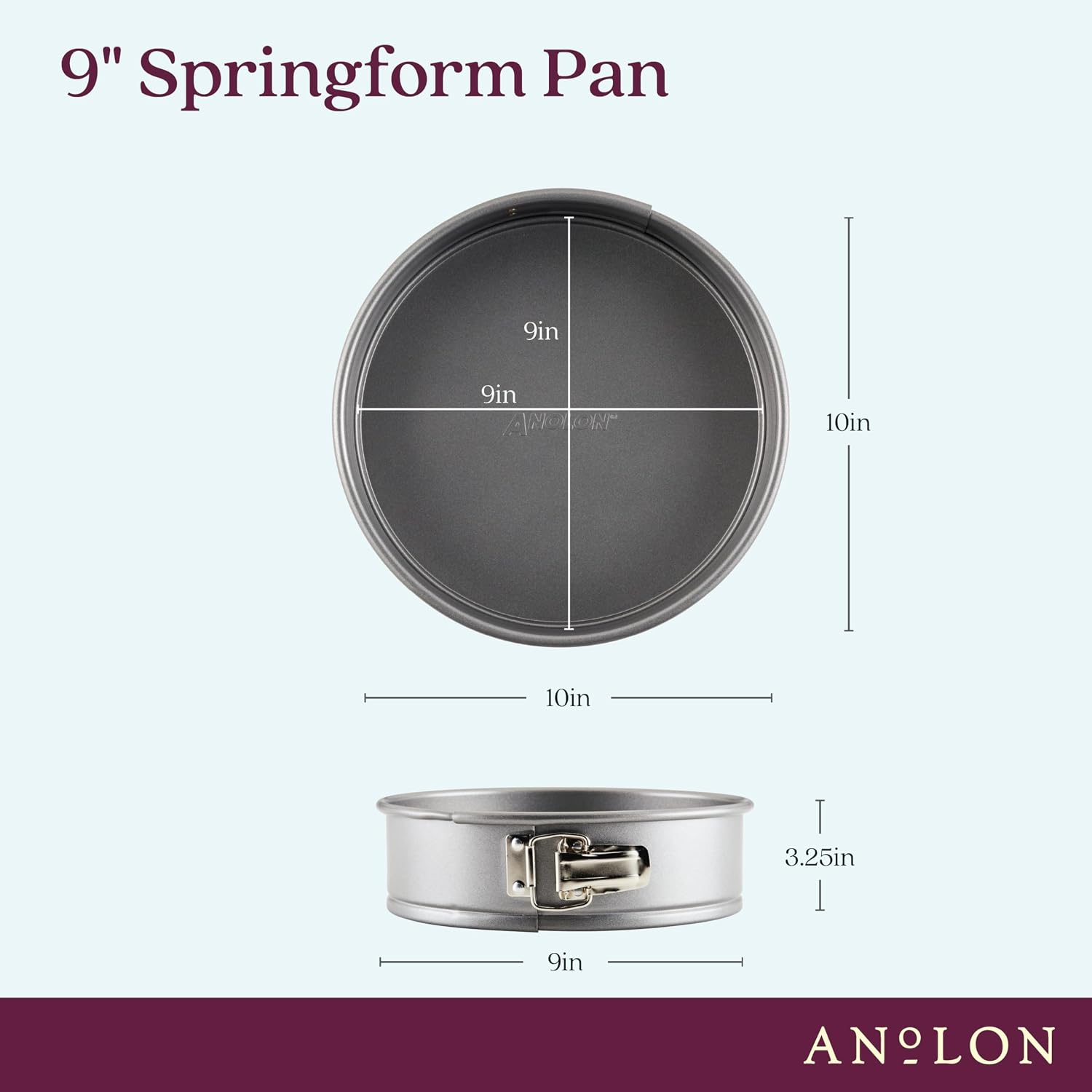 Anolon 54711 Advanced Nonstick Springform Baking Pan / Nonstick Springform Cake Pan / Nonstick Cheesecake Pan, Round - 9 Inch, Gray