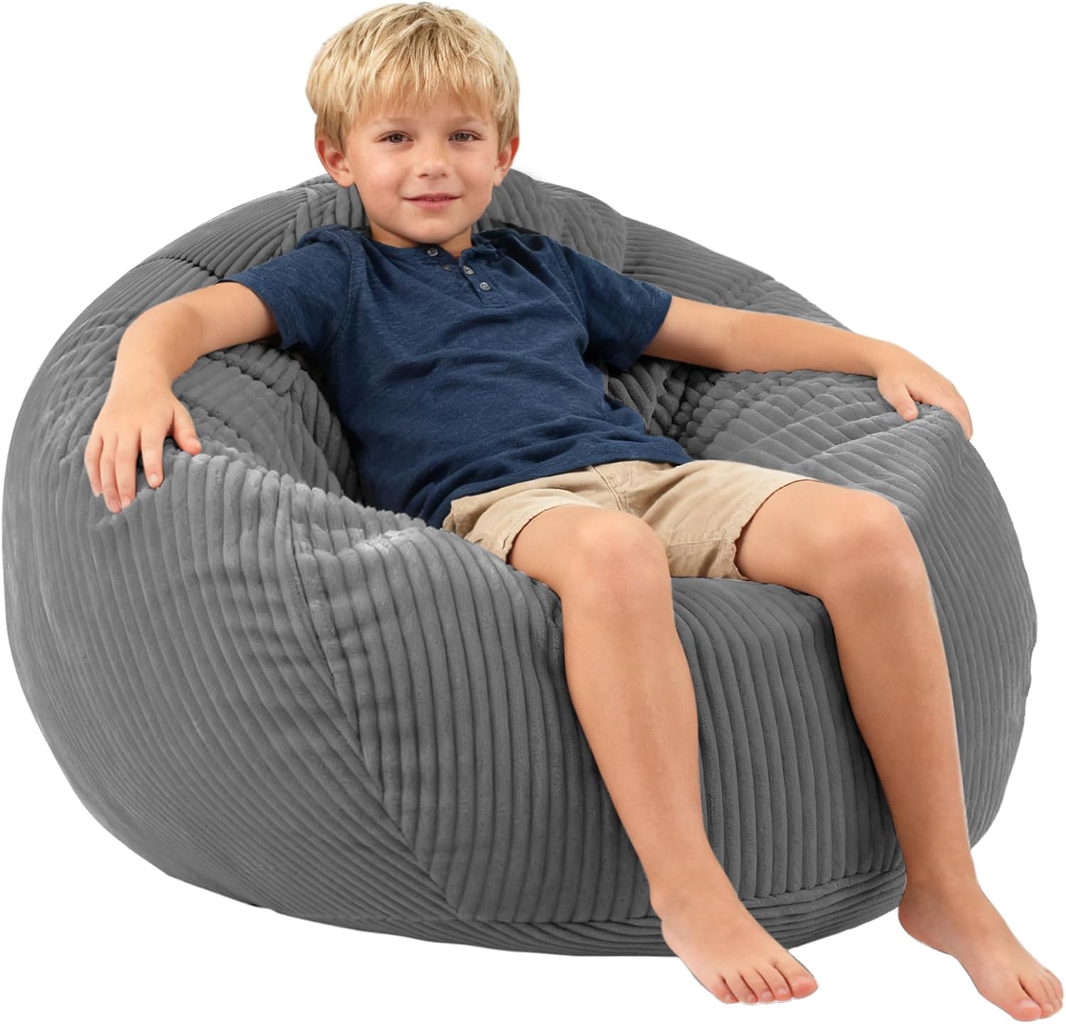 LPMOERA Bean Bag Chairs for Kids/Teen with Memory Foam Filling Bean Bag Sofa with Soft Corduroy Fabric BeanBag Chair for Living Room Bedroom College Dorm Reading Chair Green