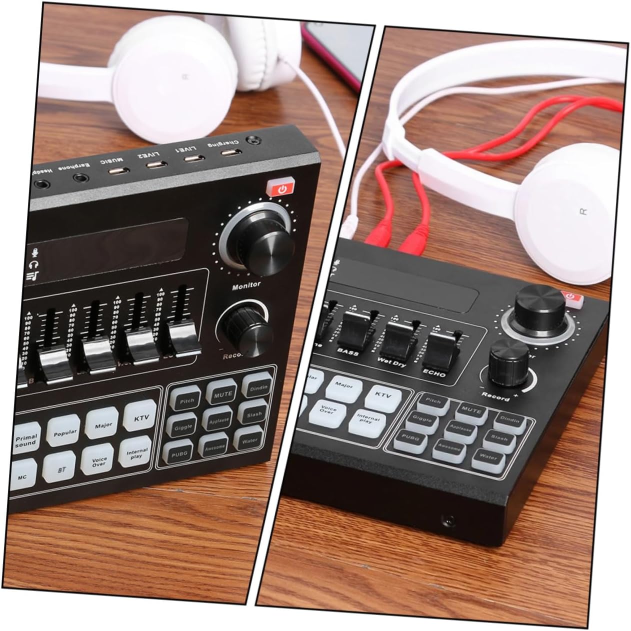 BESPORTBLE V9 Mobile Phone Live Broadcast Sound Card Set Portable Voice Disguiser External Audio Mixer for Streaming and Recording Compatible Computers and Phones