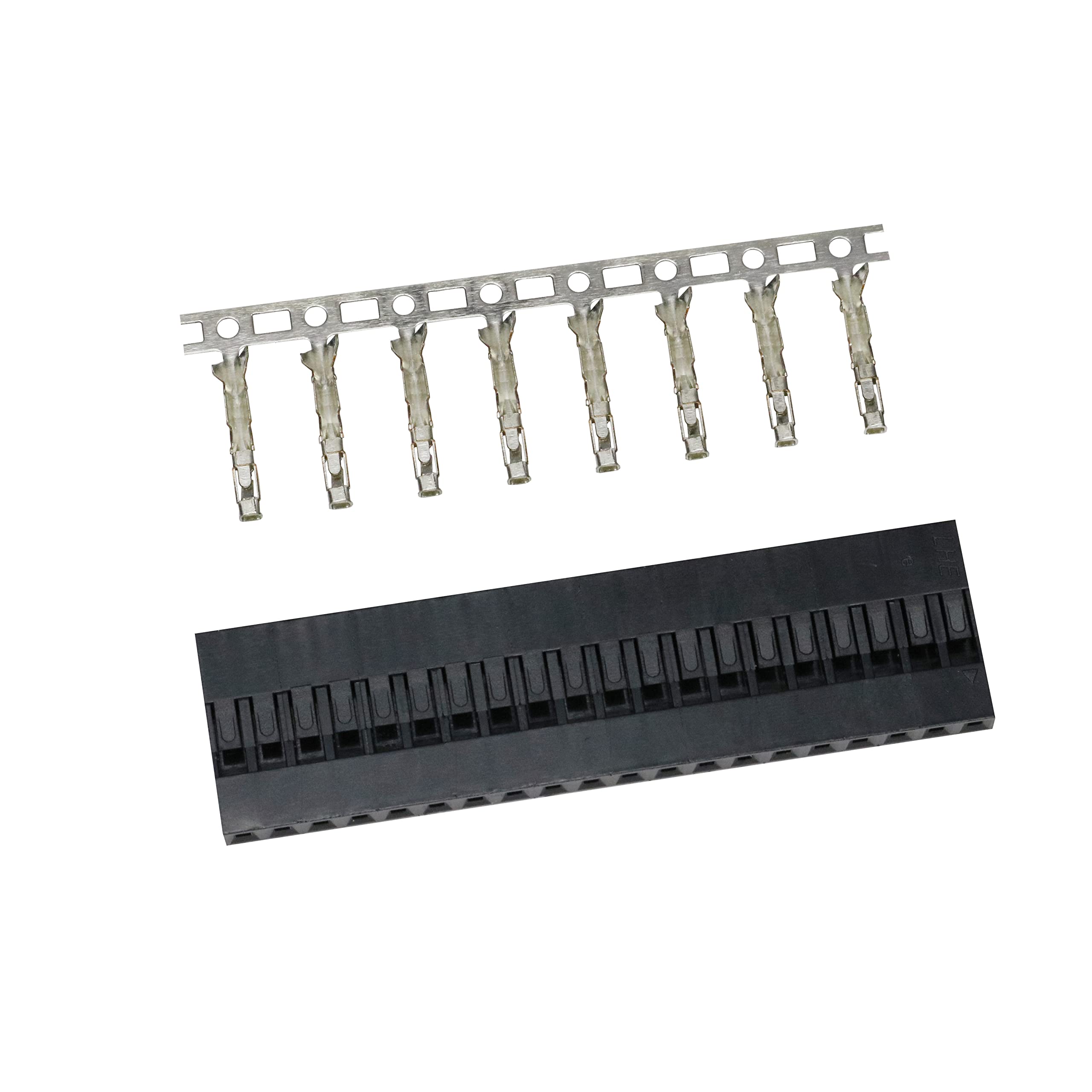 TJC8-254 Single Row 2.54mm 20-pin Header Crimp Connector Housing + Crimps, Pack of 20 Compatible With JST RE/HARWIN M20 / Amphenol ICC Mini-PV/DuPont Standard Header — image 1