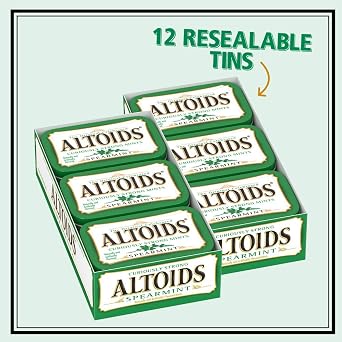 ALTOIDS CURIOUSLY STRONG MINTS, SPEARMINT, 49.90g TINS (PACK OF 12)