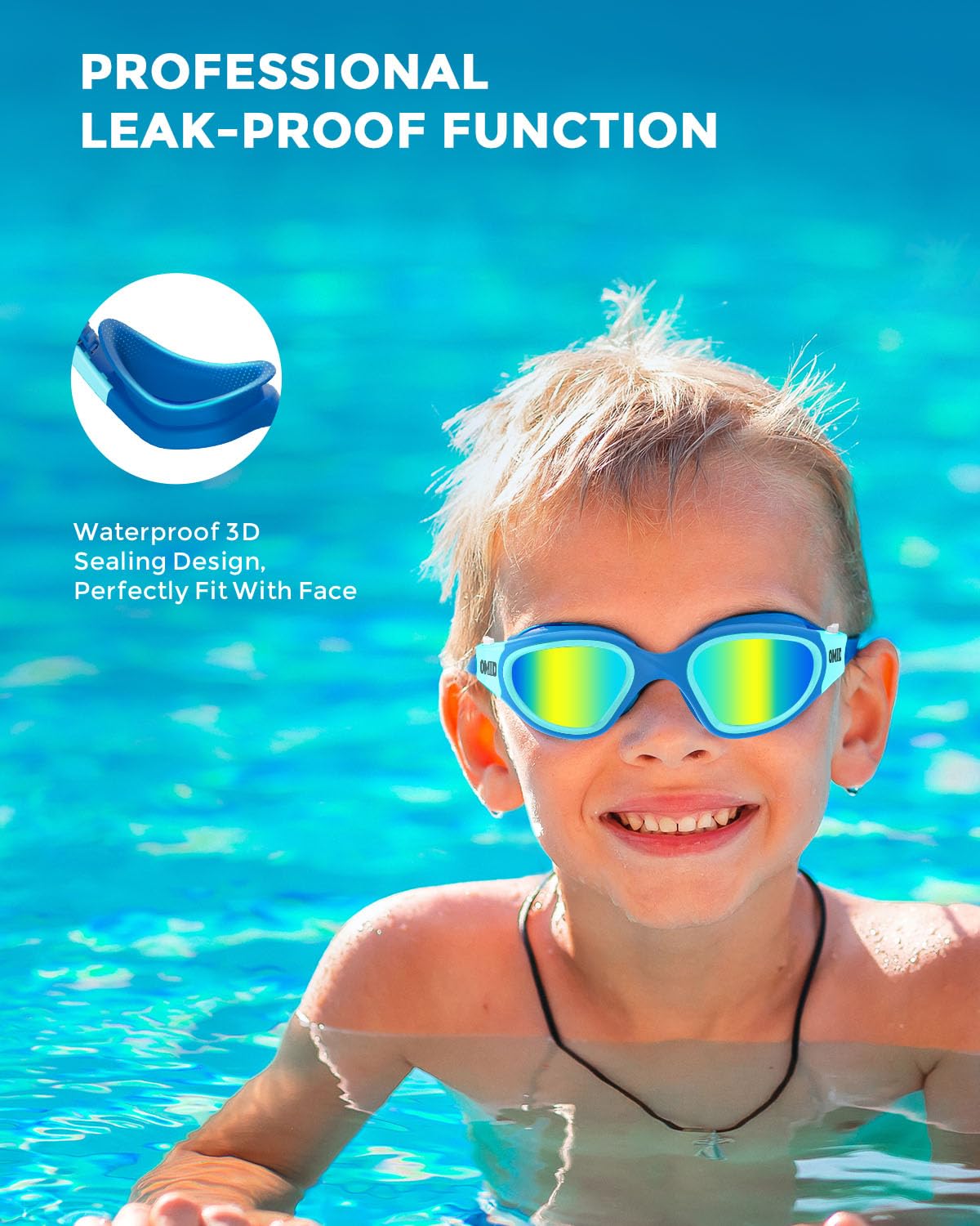 OMID enfants lunettes de natation p2mini polarisées pour les enfants de 6 à 14 ans