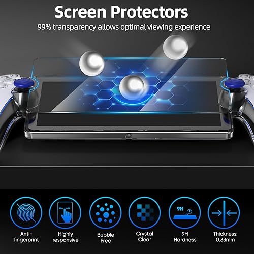 Miniatura 5 de Funda protectora mejorada para PlayStation Portal con protector de pantalla y joysticks, funda de policarbonato duro ultra transparente con