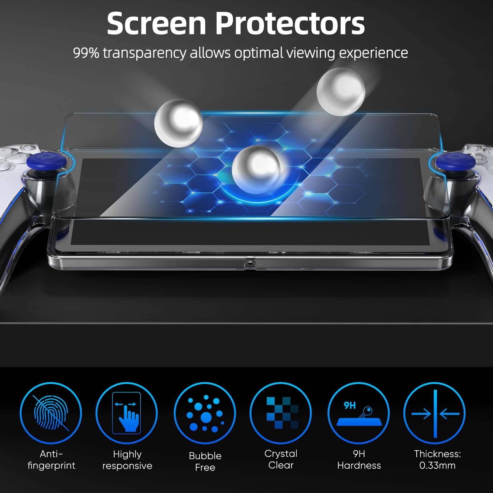 Custodia protettiva aggiornata per PlayStation Portal con pellicola protettiva in vetro temperato, custodia rigida ultra trasparente in PC con kit di accessori di protezione completa per PS Portal