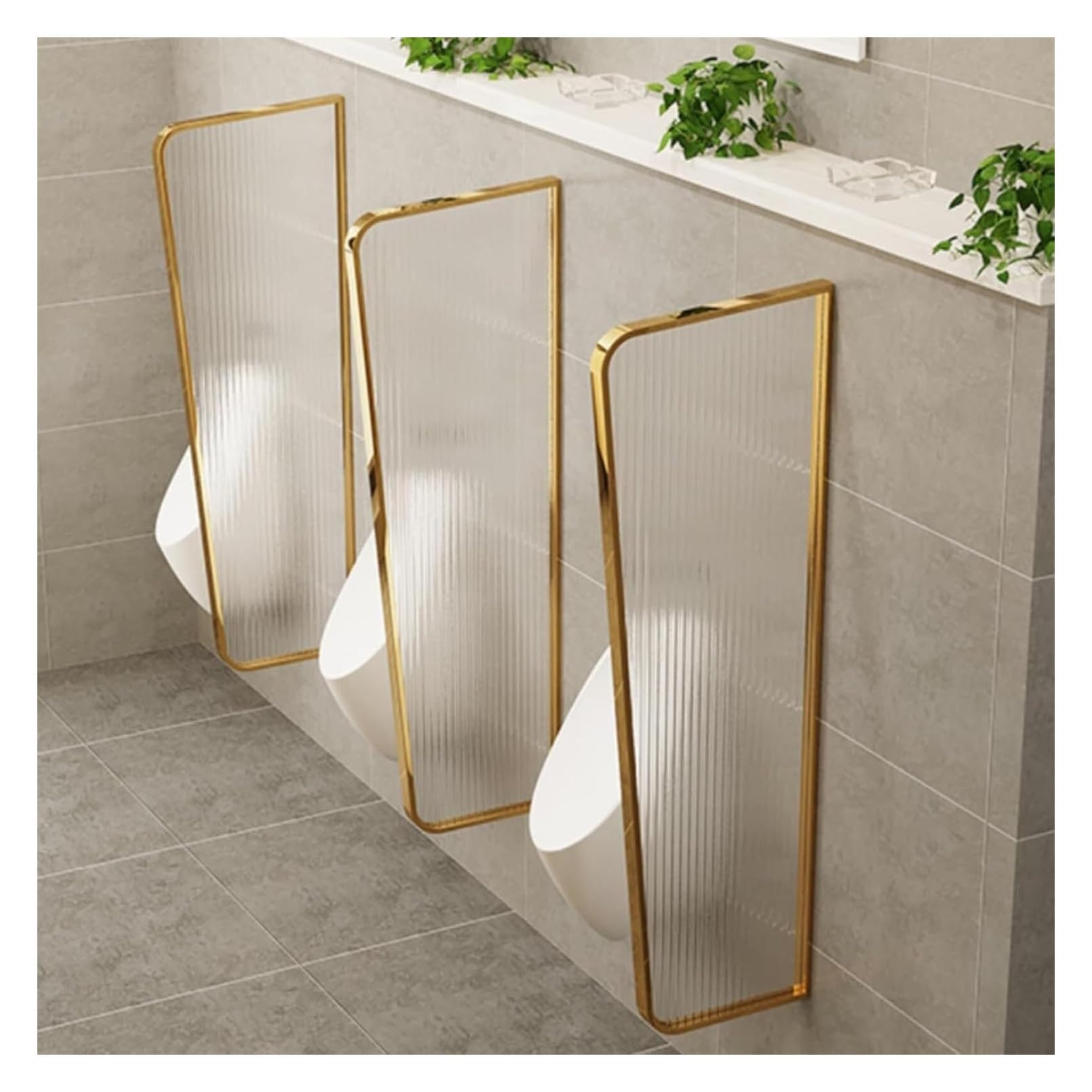 GLJTUO Stainless Steel Urinal Partition 100x40cm, Privacy Screen with Translucent Tempered Glass - Wall-Mounted Urinal Baffle for Public Restrooms, 4pcs Set, Durable & Stylish,4pcs-120x40cm