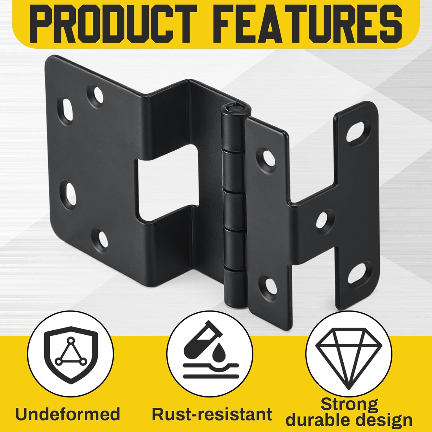 Yaocom 1 Pcs Five-Knuckle Hinge for 3/4" Door Thickness, 270 Degree Institutional Hinge, Black Powder Finish for Institutional Use in Hospitals, Schools, and Other Comercial Settings