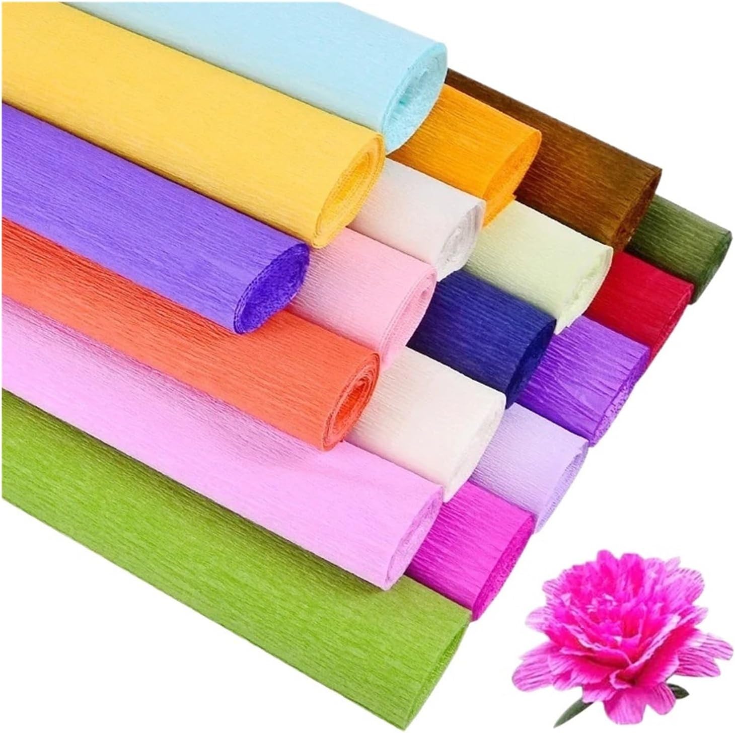 SFCHEN 250 * 50cm DIY Wrapping Paper Craft Colored Crepe Paper Roll Origami Crinkled Flowers Paper Decoration Gift(12)