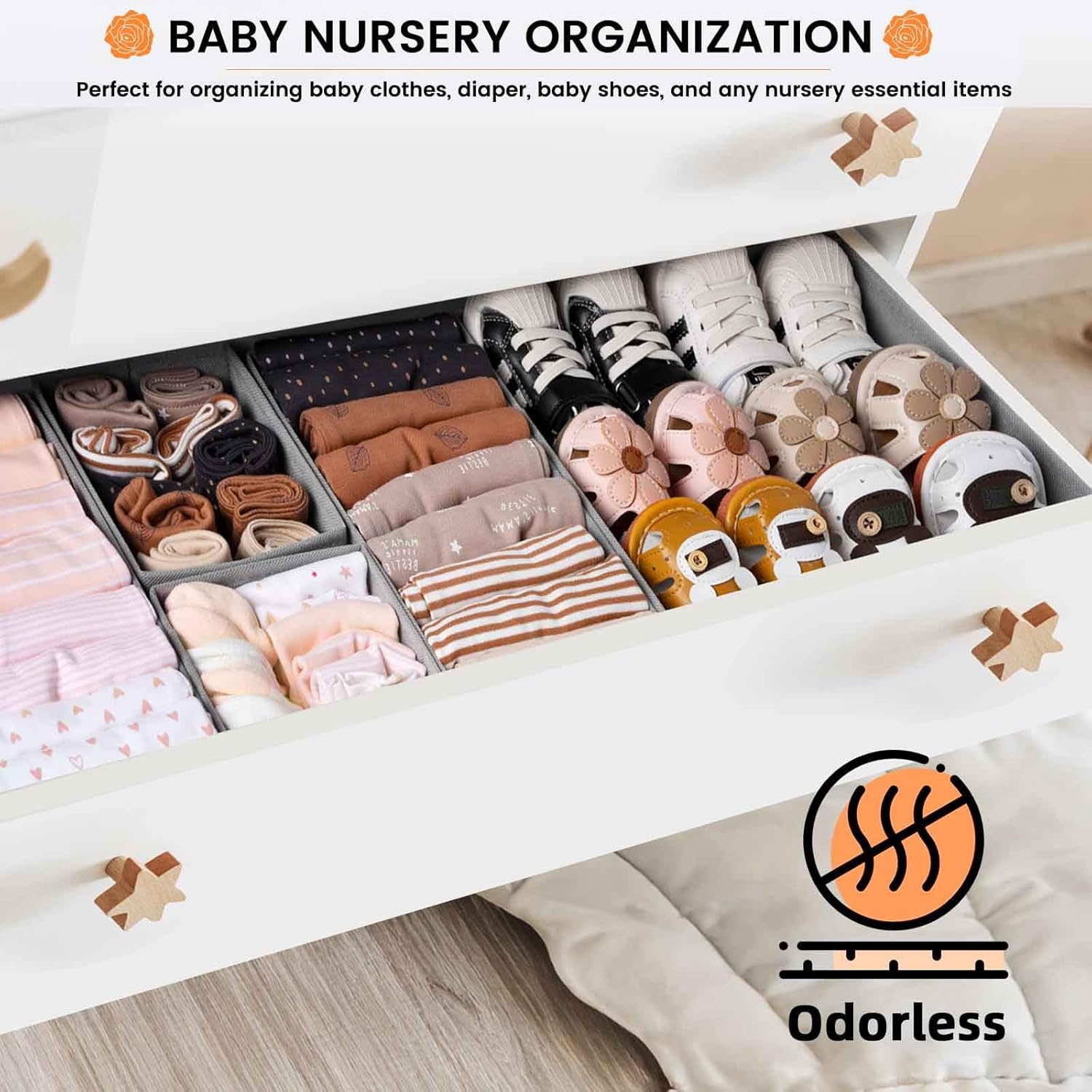 【FAMILY PACK】Drawer Organizer Clothes, 20 Pack Dresser Organizer Bins for Baby Clothes - Underwear Bra Sock Organizer - Fabric Closet Organization and Storage Dividers for Nursery Bedroom Dorm