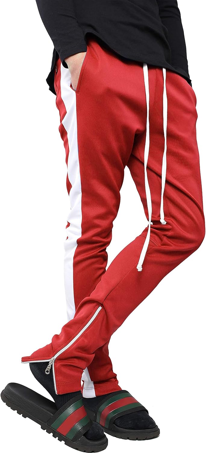 Ma Croix Mens Track Pants Two Tone (Small, 1vw19_red/White)