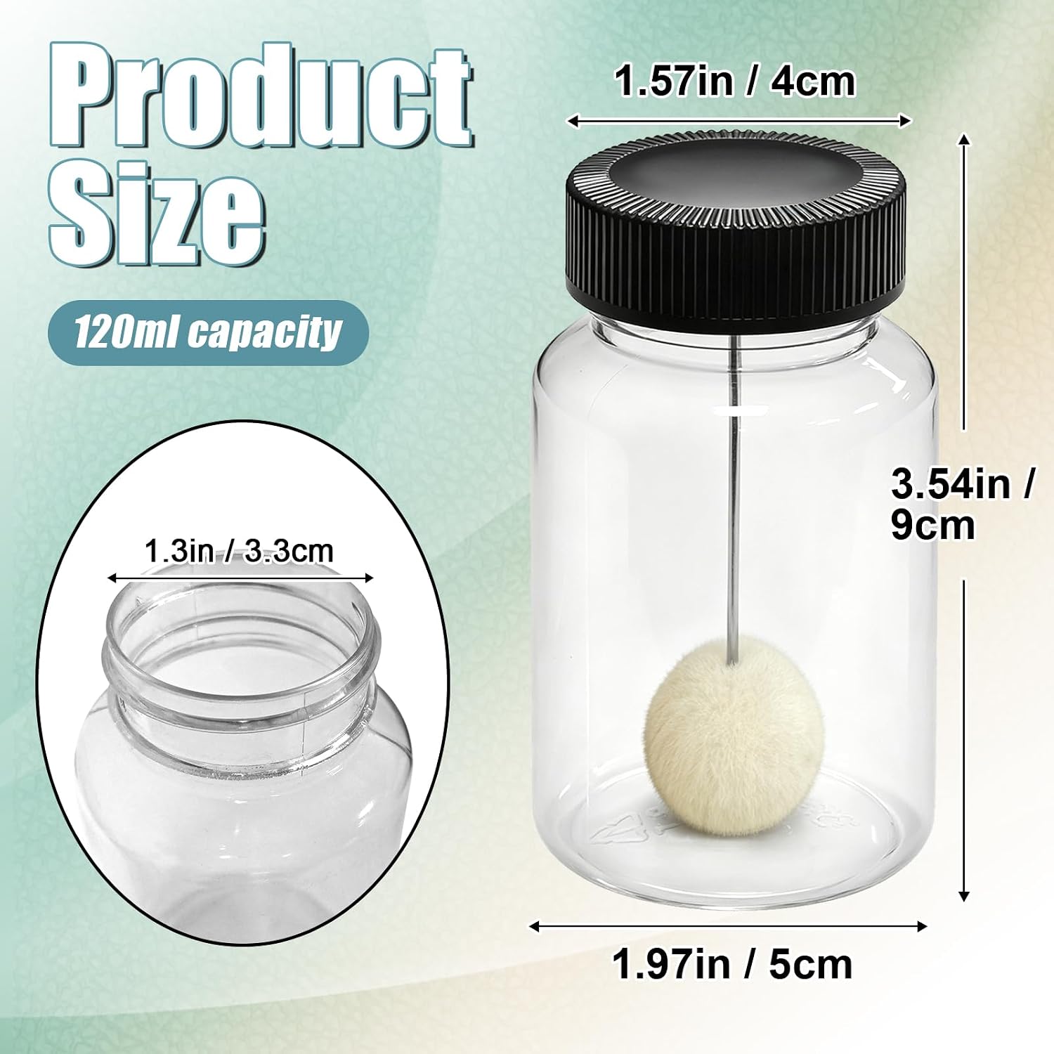 Wool Daubers with Ball Brush Plastic, Large Clear Bottle for DIY Projects, Arts and Crafts, Gluing, Leather Dye Tool with Applicator, Plastic Empty Bottle with Metal Handle Dab Tools (120ml, 6pcs)