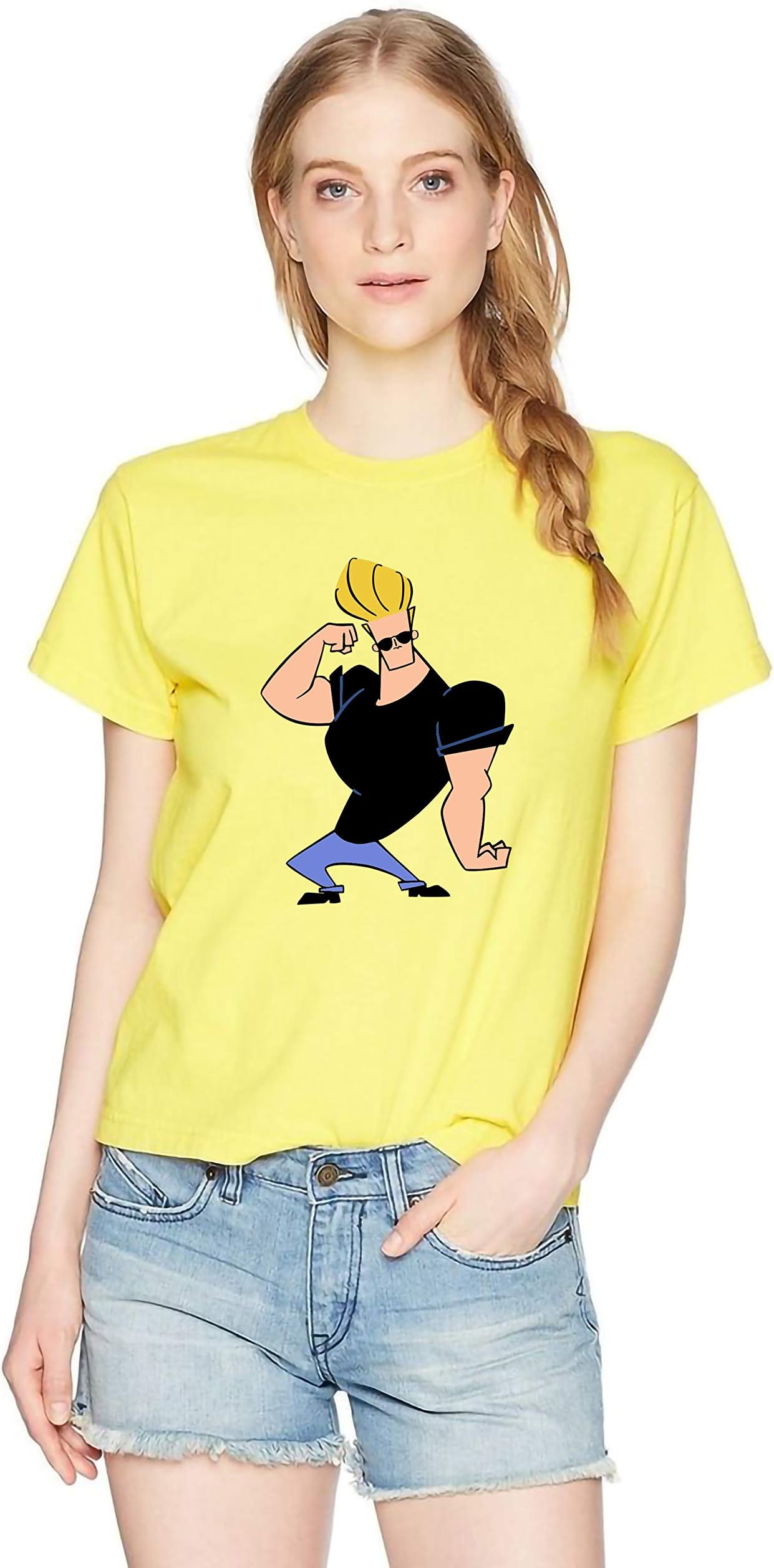 VLAM Johnny Bravo Cartoon Printed Women Tshirt