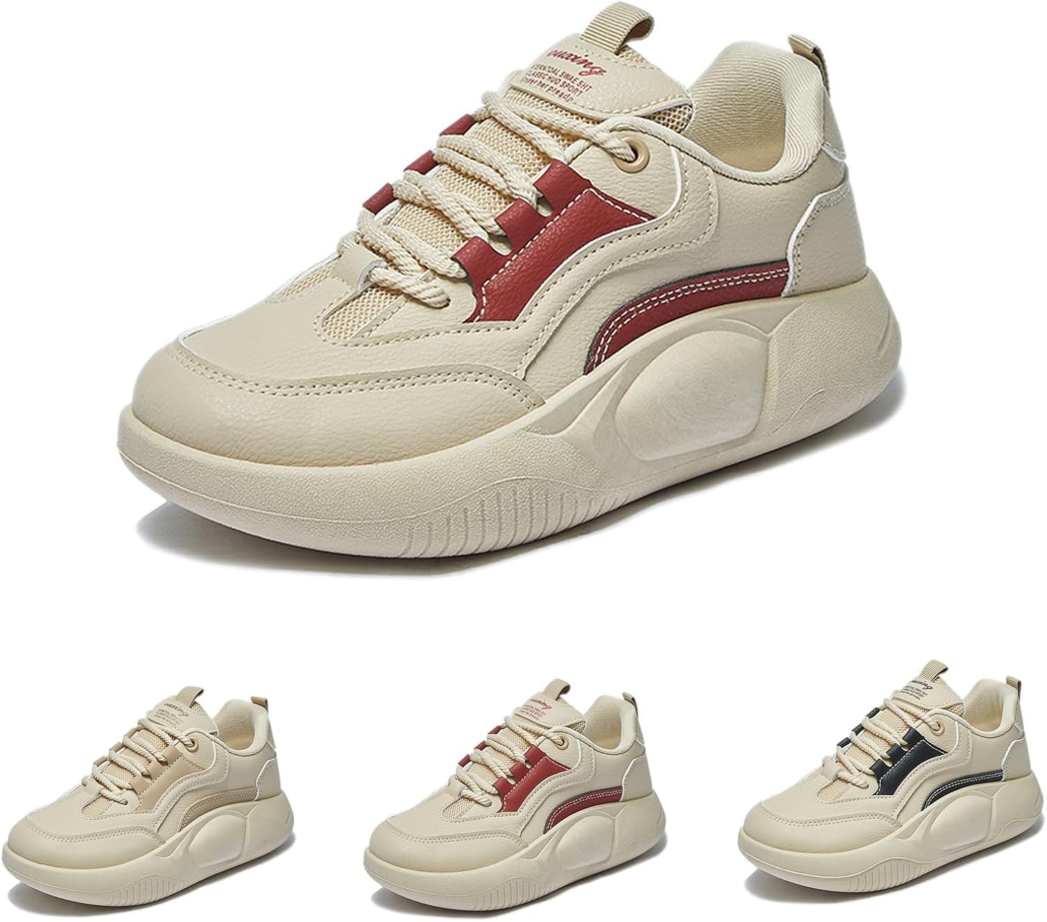 kimio Womens Diet Sneakers, Casual Shoes, Thick Sole Sneakers, 1.4 inches 3.5 cm, Ergonomic, Beautiful Leg Effect, Wide, Lightweight, Breathable, Comfortable, Anti-Slip, Spring, Autumn, Winter,