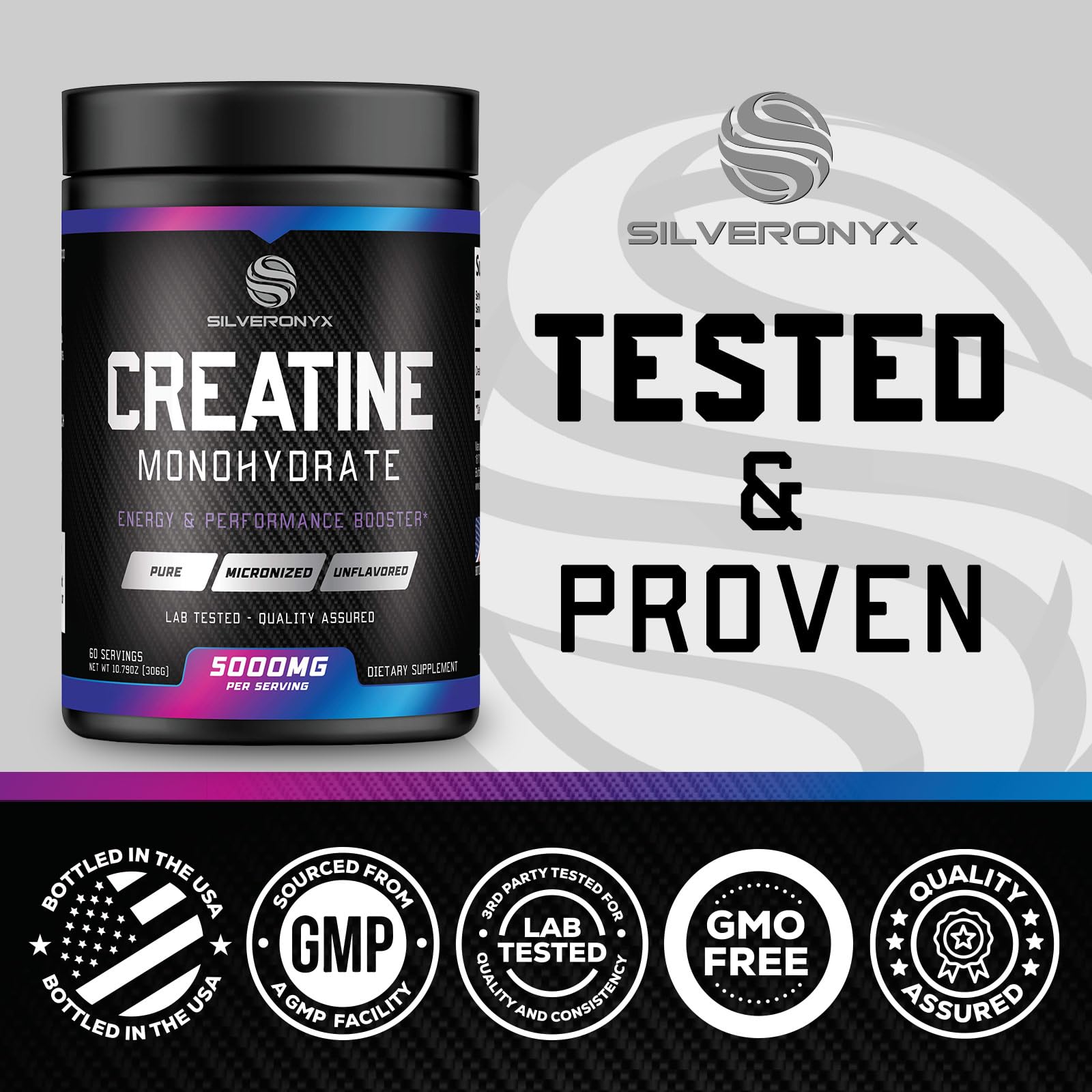 Creatine Monohydrate Powder 5000mg - Pure Micronized Creatine Mono 5G Nutritional Supplement - Pre Workout for Energy & Muscle Support for Men and Women, Unflavored, Bottled in USA - 60 Servings — Amazon image 4