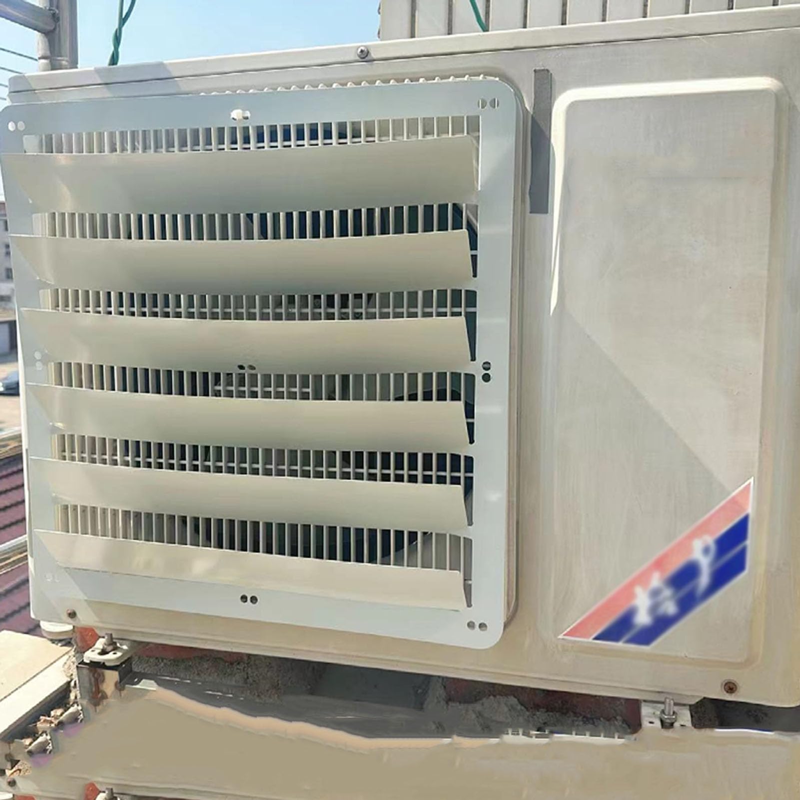 Cubierta de unidad de CA para exteriores, deflector de obturador de acero inoxidable para todo tipo de clima para soplado antidirecto y disipación de calor, cubierta protectora de condensador de