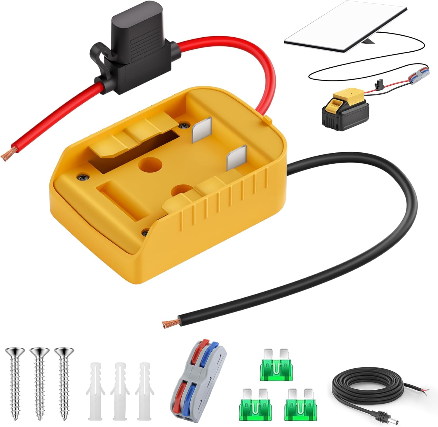 Starlink Mini Battery Adapter for Dewalt Battery 18AWG Starlink Mini DC Power Cable for Dewalt batteryAdapter for Power Wheels 20V Star Link Mini Accessories for Dew alt with Fuses & Wire Terminals