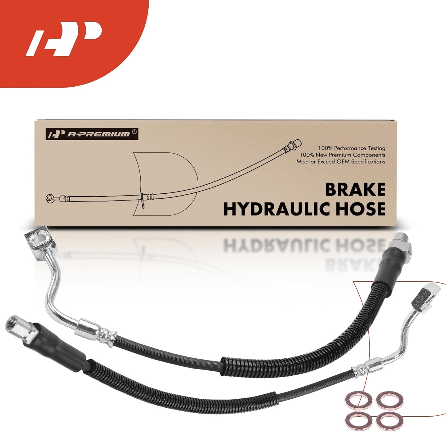 A-Premium Rear Side Brake Hydraulic Hose Compatible with Select Chevrolet and GMC Models - Express 1500 2003-2009, Express 2500/3500, Savana 1500/2500/3500 - Replace# 20830366 (Pack of 2)