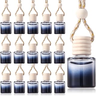 50 Pcs Black Car Air Freshener Hanging Bottle Empty Glass Diffuser Bottles Perfume Bottle Refillable Car Air Freshener Pendant Aromatherapy Fragrance Vials Bottles Ornament(Cylinder)
