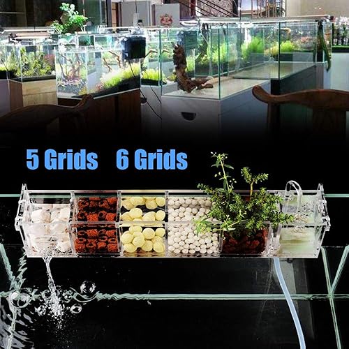 Miniatura 5 de Caja de filtro de tanque de peces de acrílico de 6 rejillas, caja de filtro de agua para acuario externo, caja de filtro de acrílico transparente