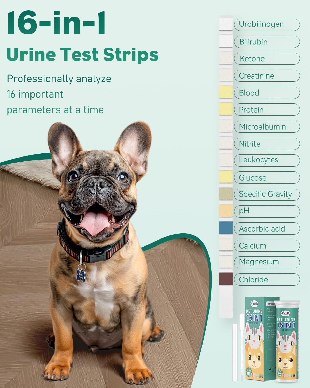Pawfly 100 Strips Urine Test Strips, UTI Test Kit for Cats & Dogs