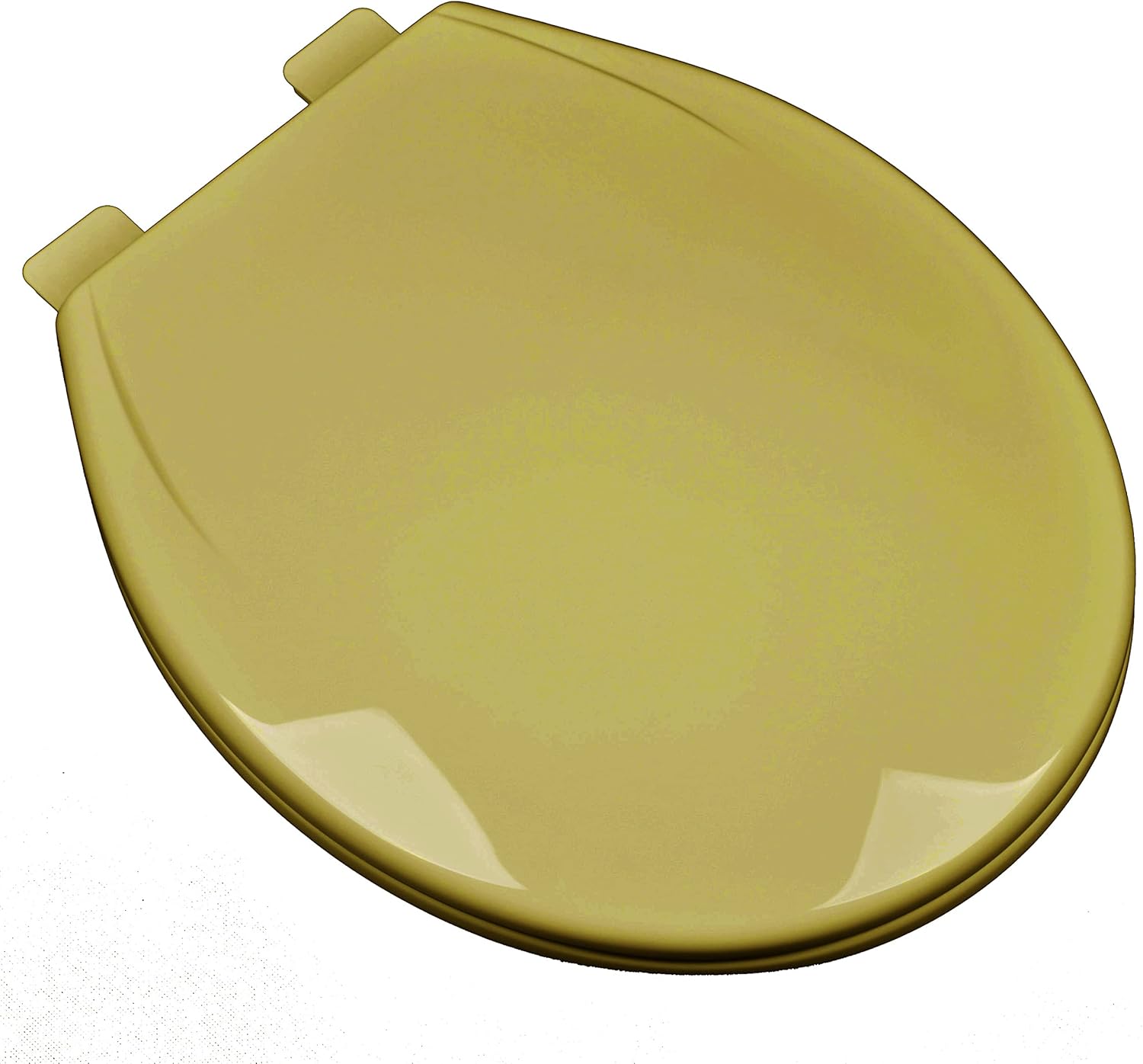 2Q1R6-53 Builder Grade Slow Close Plastic Toilet Seat with Vari-Adjust Lok-Down R'N'C Hinge and Quik-Lok Mounting Hardware, Round, Gold
