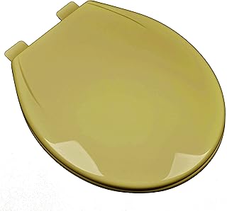 Bath Décor 2Q1R6-53 Builder Grade Slow Close Plastic Toilet Seat with Vari-Adjust Lok-Down R'N'C Hinge and Quik-Lok Mounting Hardware, Round, Gold